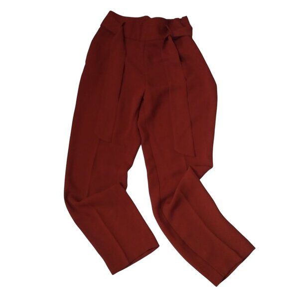 Zara Basic Women's Size 4 Belted Career Office Pants Orange/Red Trousers - Picture 1 of 4